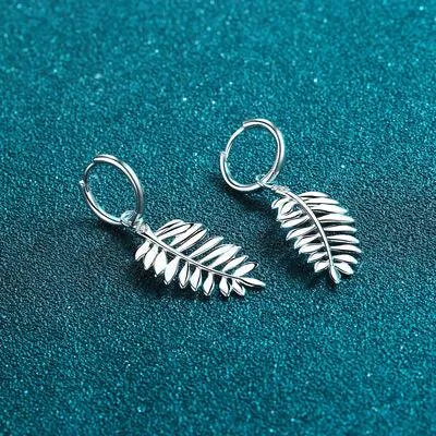 Sparkling Leaf Shape Moissanite Drop Earrings