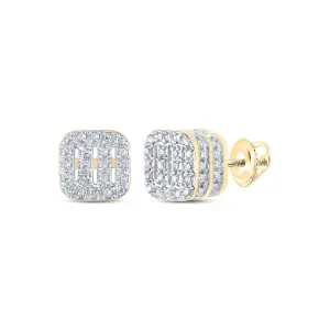 Sparkling Square Diamond Gold Earrings
