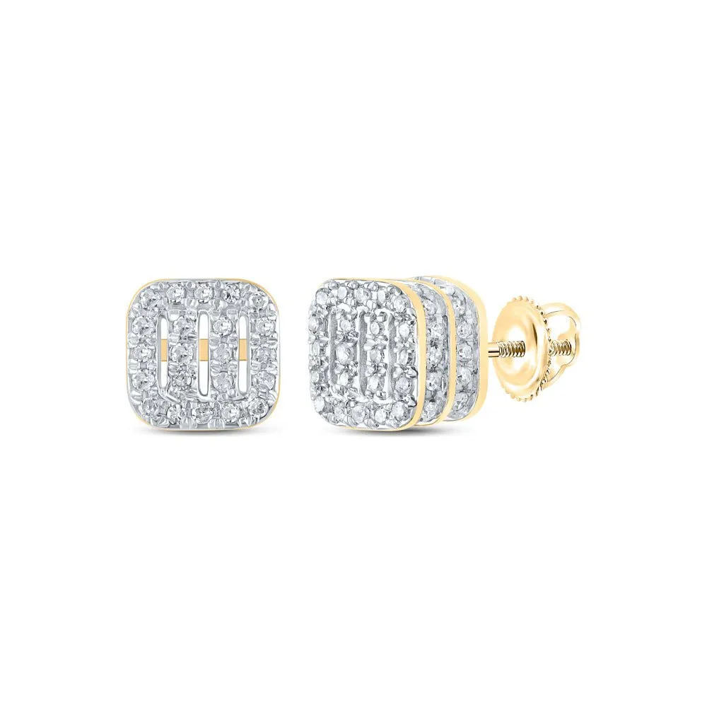 Sparkling Square Diamond Gold Earrings