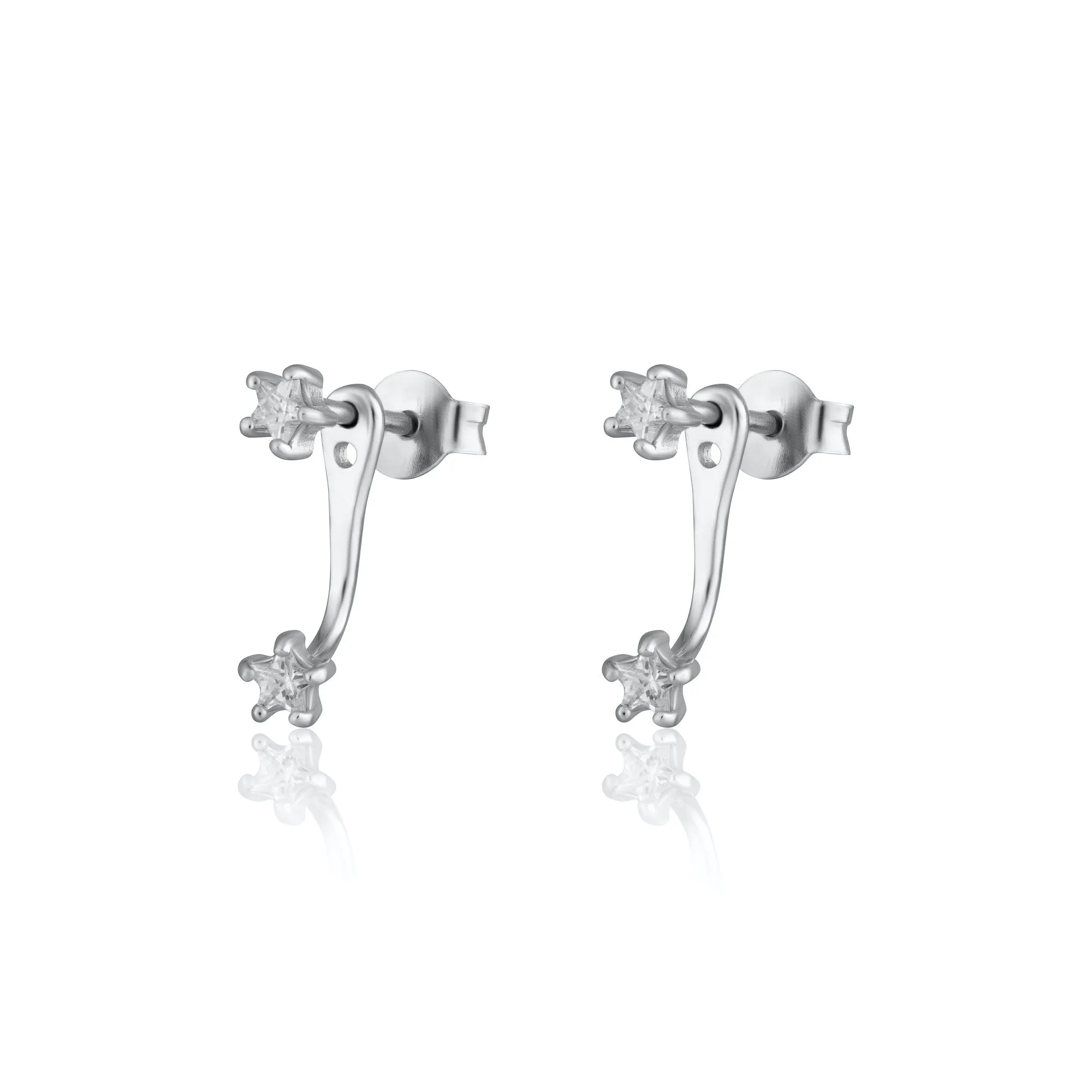 Sparkling Star Ear Jacket Stud Earrings