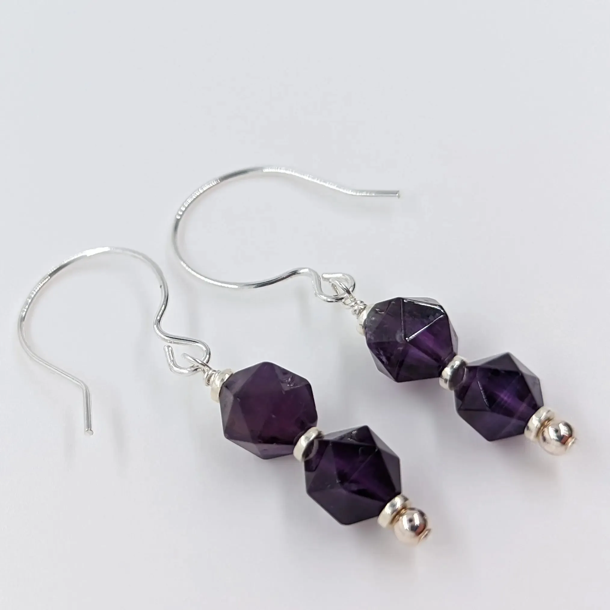 Stacked Amethyst Drop Earrings