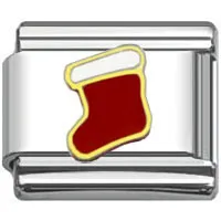 Stainless Steel 9mm Shiny Link with Christmas Stocking for Italian Charm Bracelet