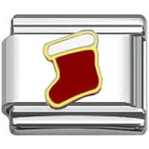 Stainless Steel 9mm Shiny Link with Christmas Stocking for Italian Charm Bracelet