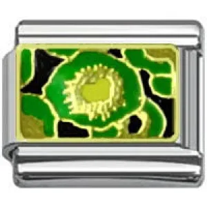 Stainless Steel 9mm Shiny Link with Kiwi Pattern for Italian Charm Bracelet