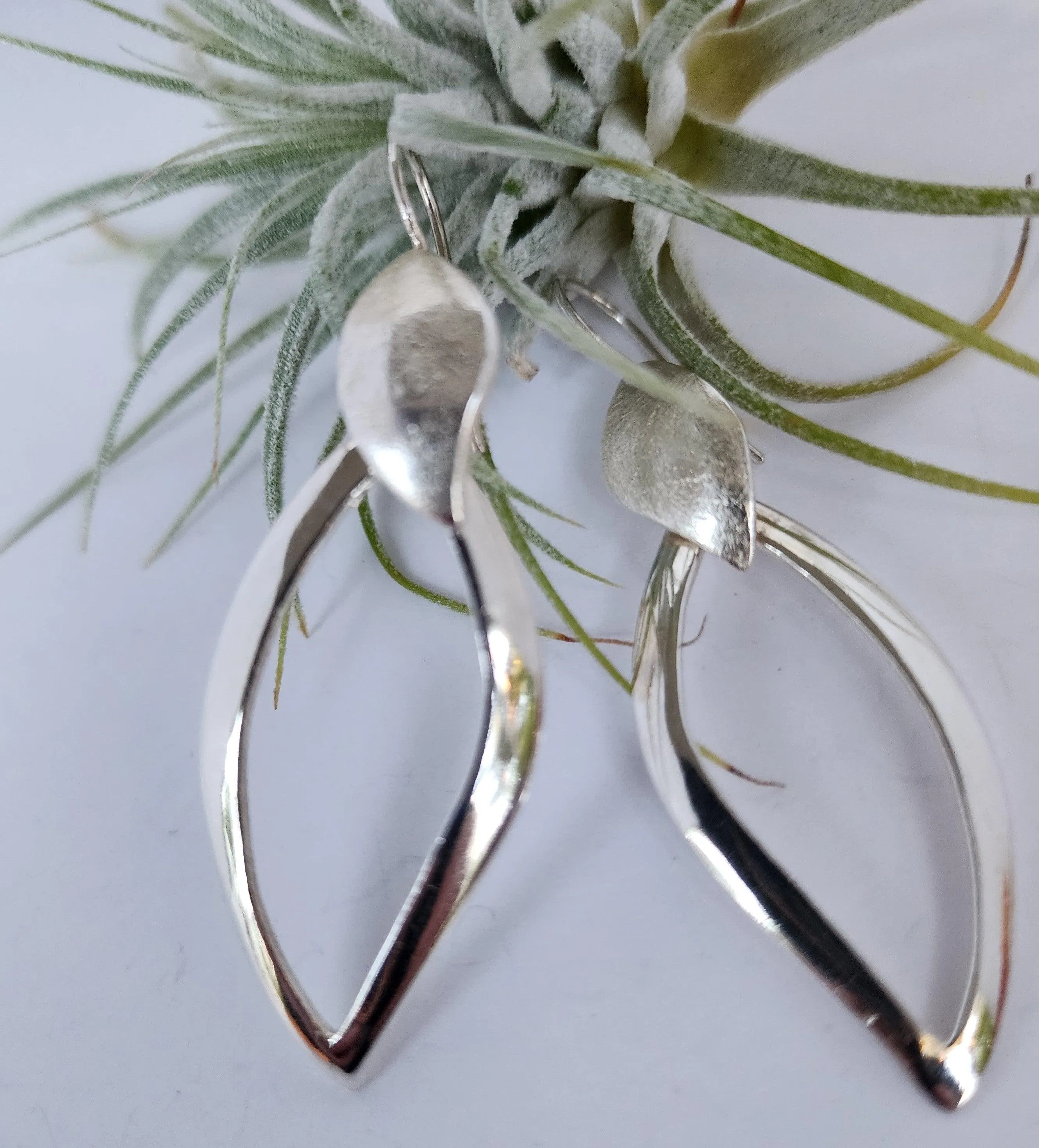 Sterling silver  drop leaf earrings