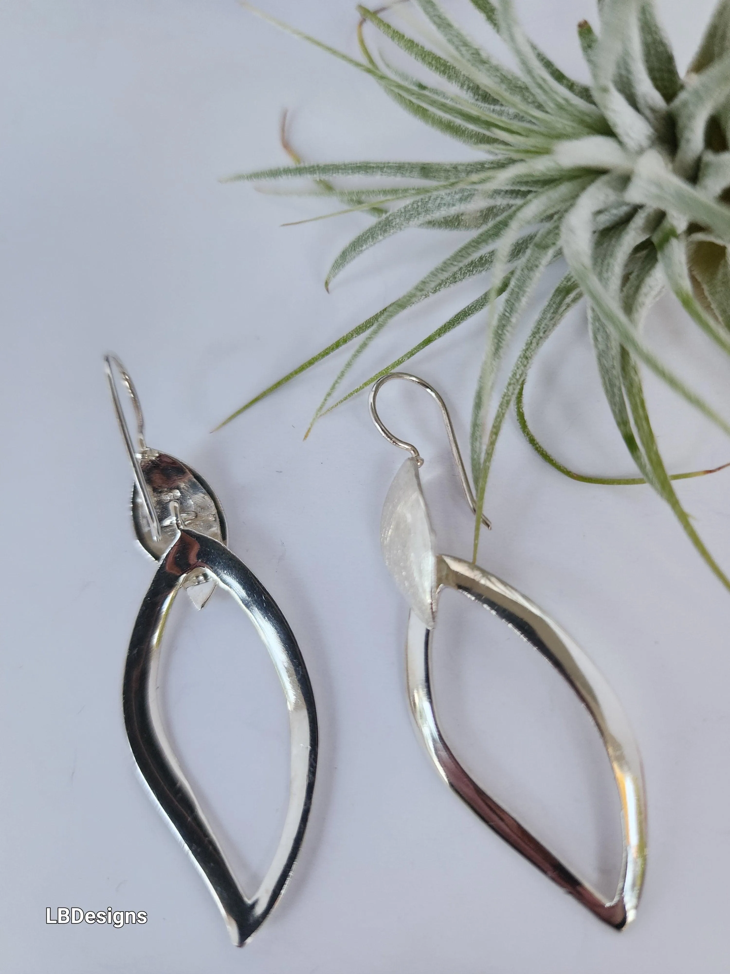 Sterling silver  drop leaf earrings