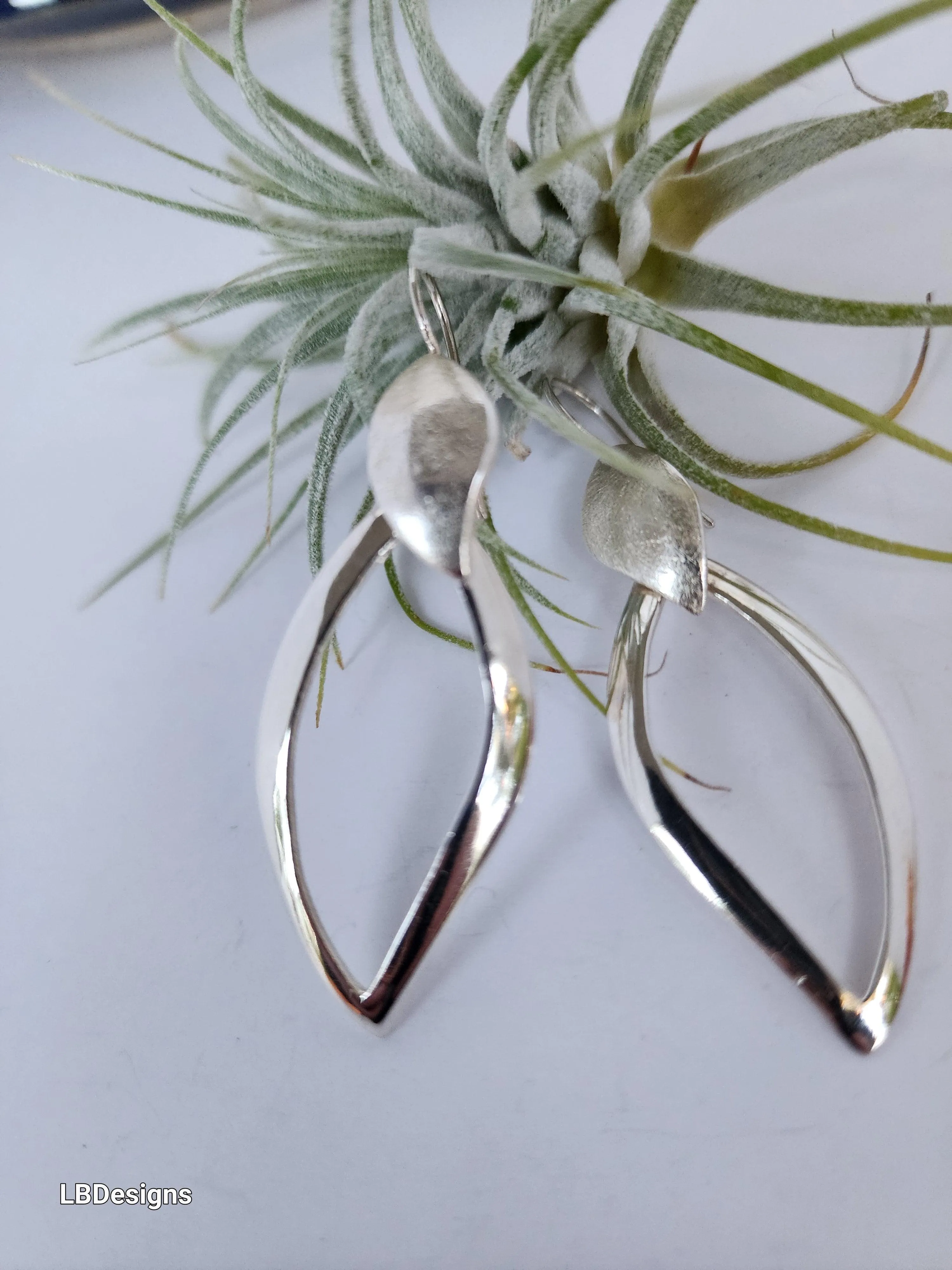 Sterling silver  drop leaf earrings