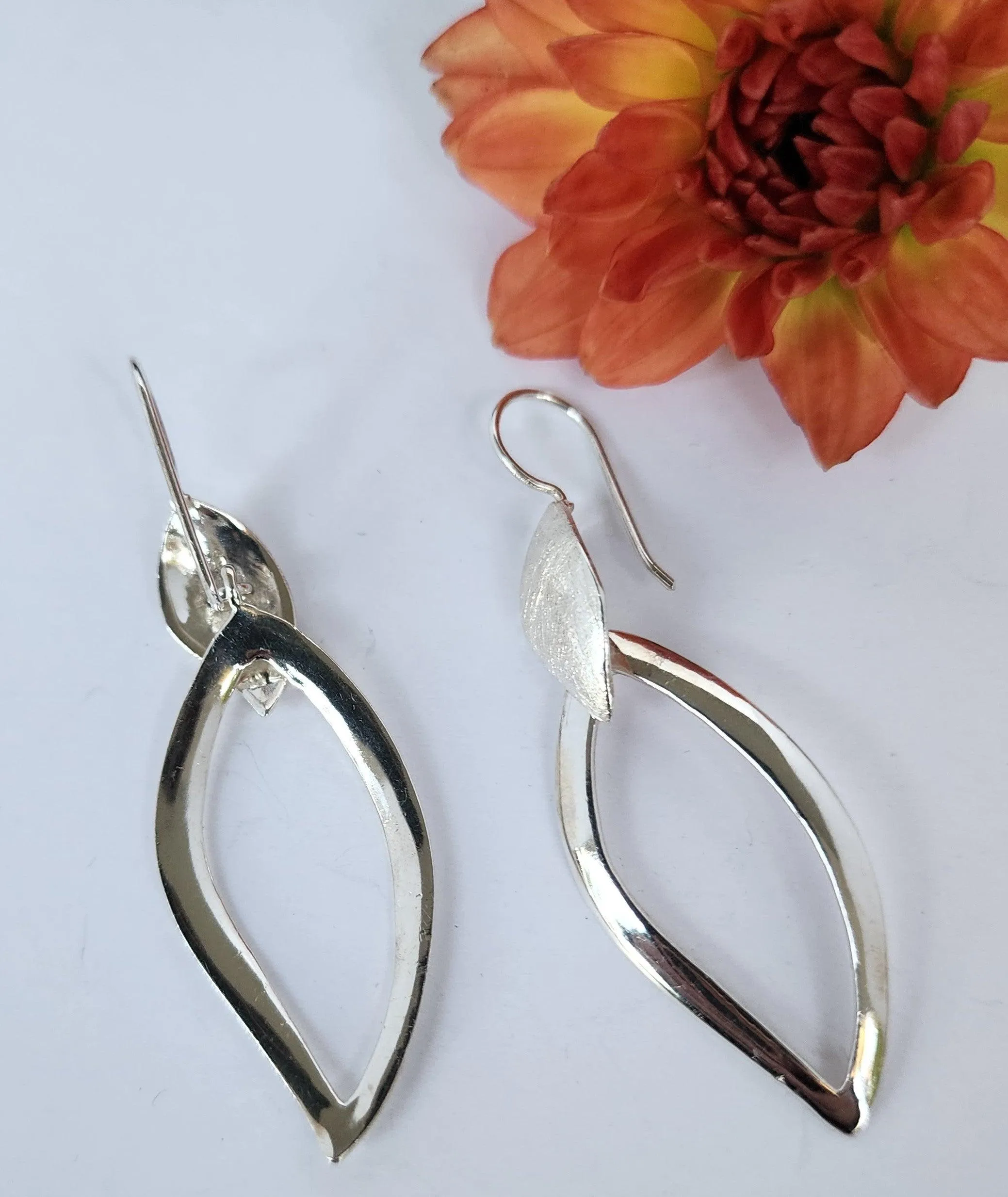 Sterling silver  drop leaf earrings