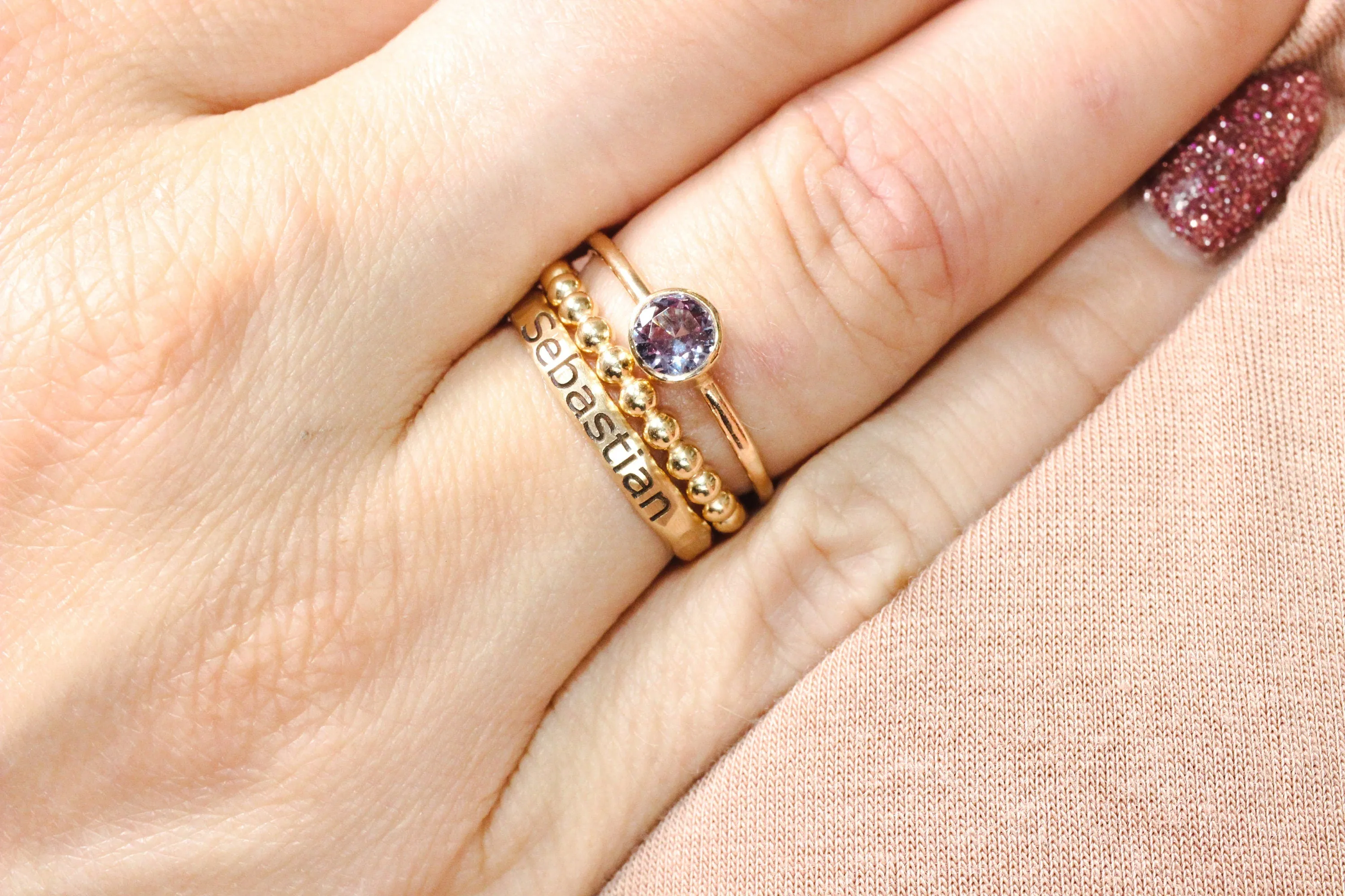 Sterling Silver Lab Sapphire Stacking Ring