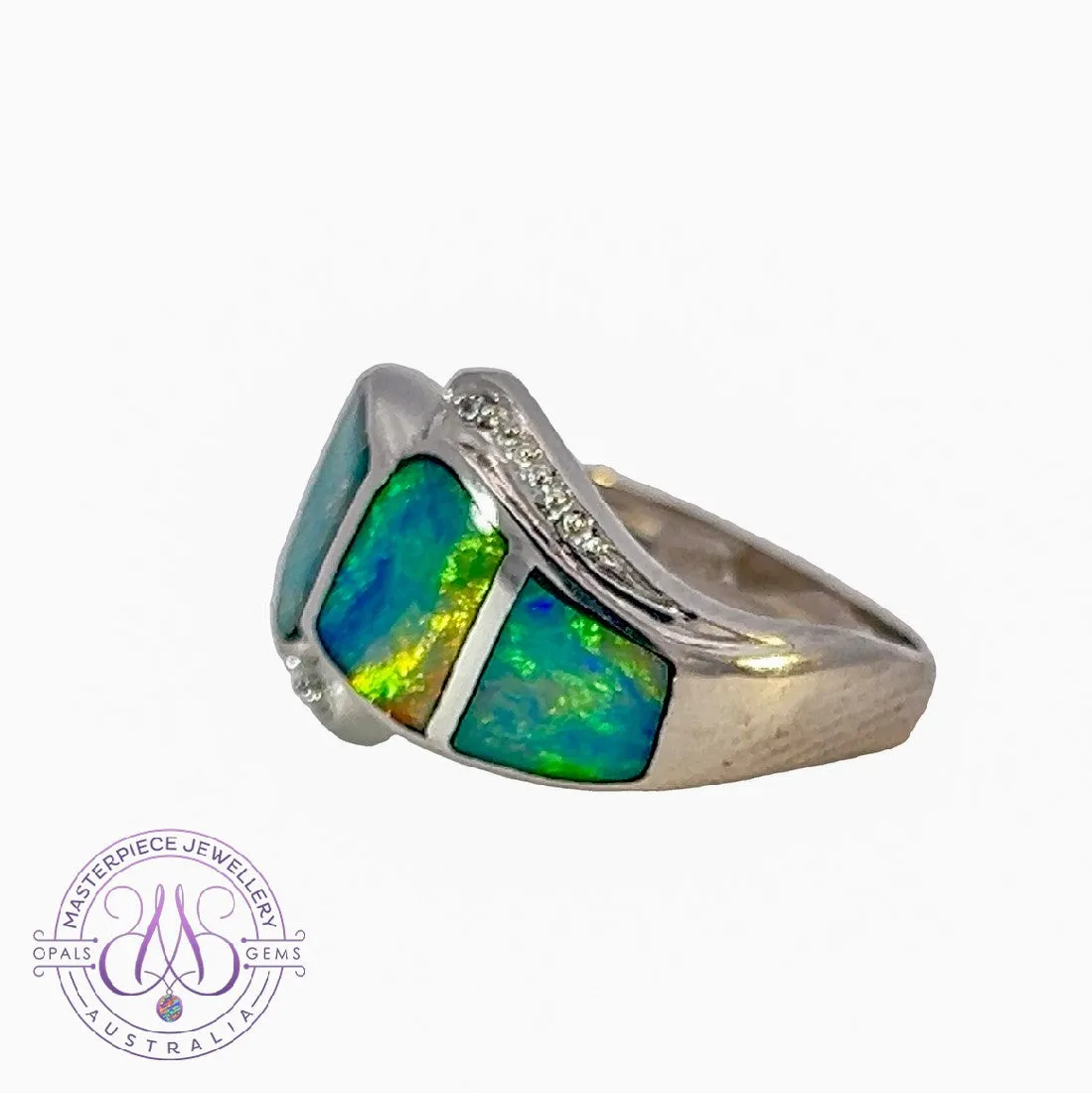 Sterling Silver Opal inlay band shaped