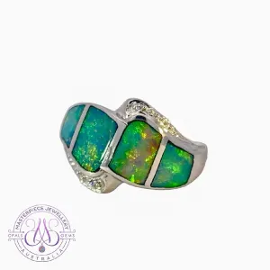 Sterling Silver Opal inlay band shaped
