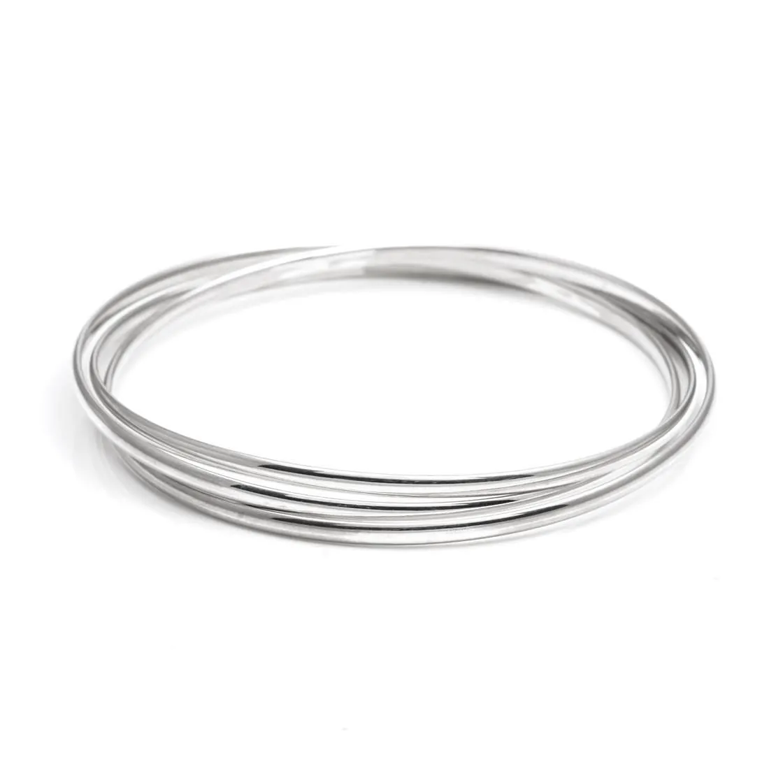 Sterling Silver Triple Russian Wedding Bangle - Classic Round Design