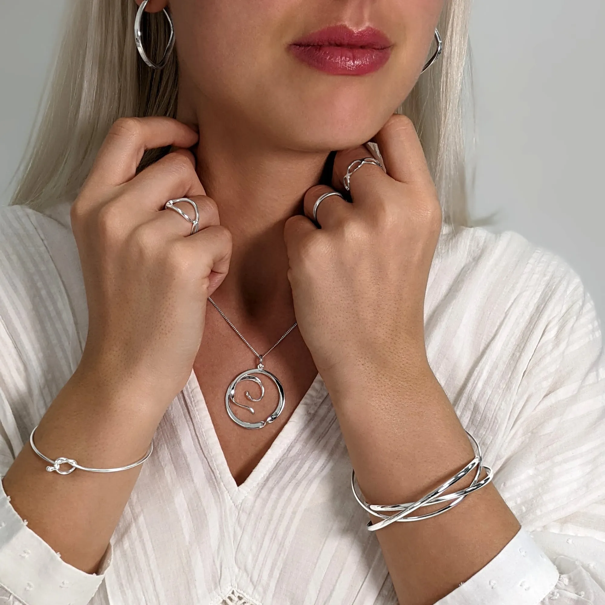 Sterling Silver Triple Russian Wedding Bangle - Classic Round Design