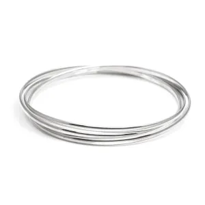 Sterling Silver Triple Russian Wedding Bangle - Classic Round Design