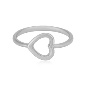 Subtle Heart 925 Rhodium Plated Sterling Silver Sleek Rings