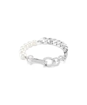 SWAROVSKI DEXTERA BRACELET, CRYSTAL PEARL, MIXED LINKS, WHITE, RHODIUM PLATED