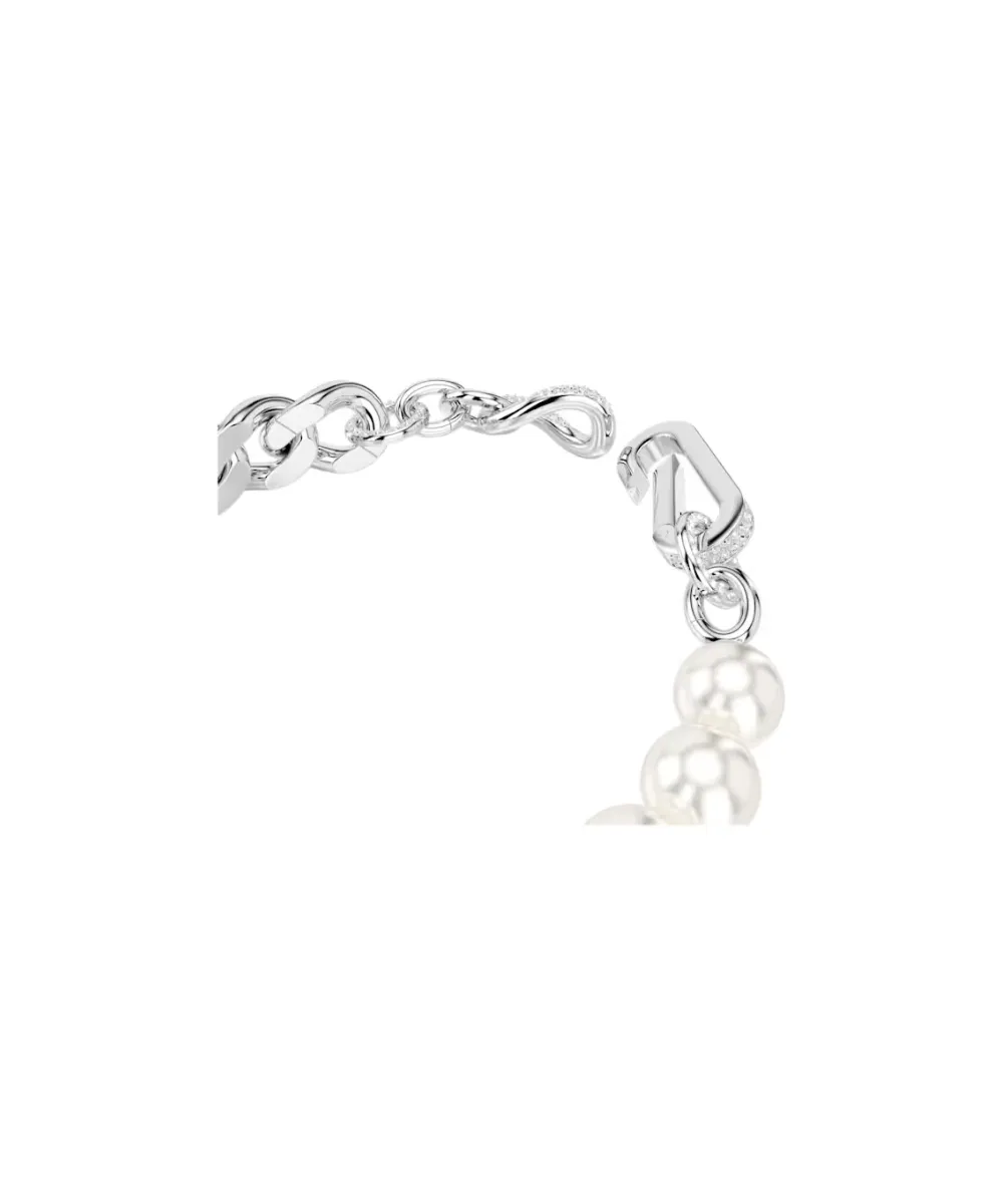 SWAROVSKI DEXTERA BRACELET, CRYSTAL PEARL, MIXED LINKS, WHITE, RHODIUM PLATED