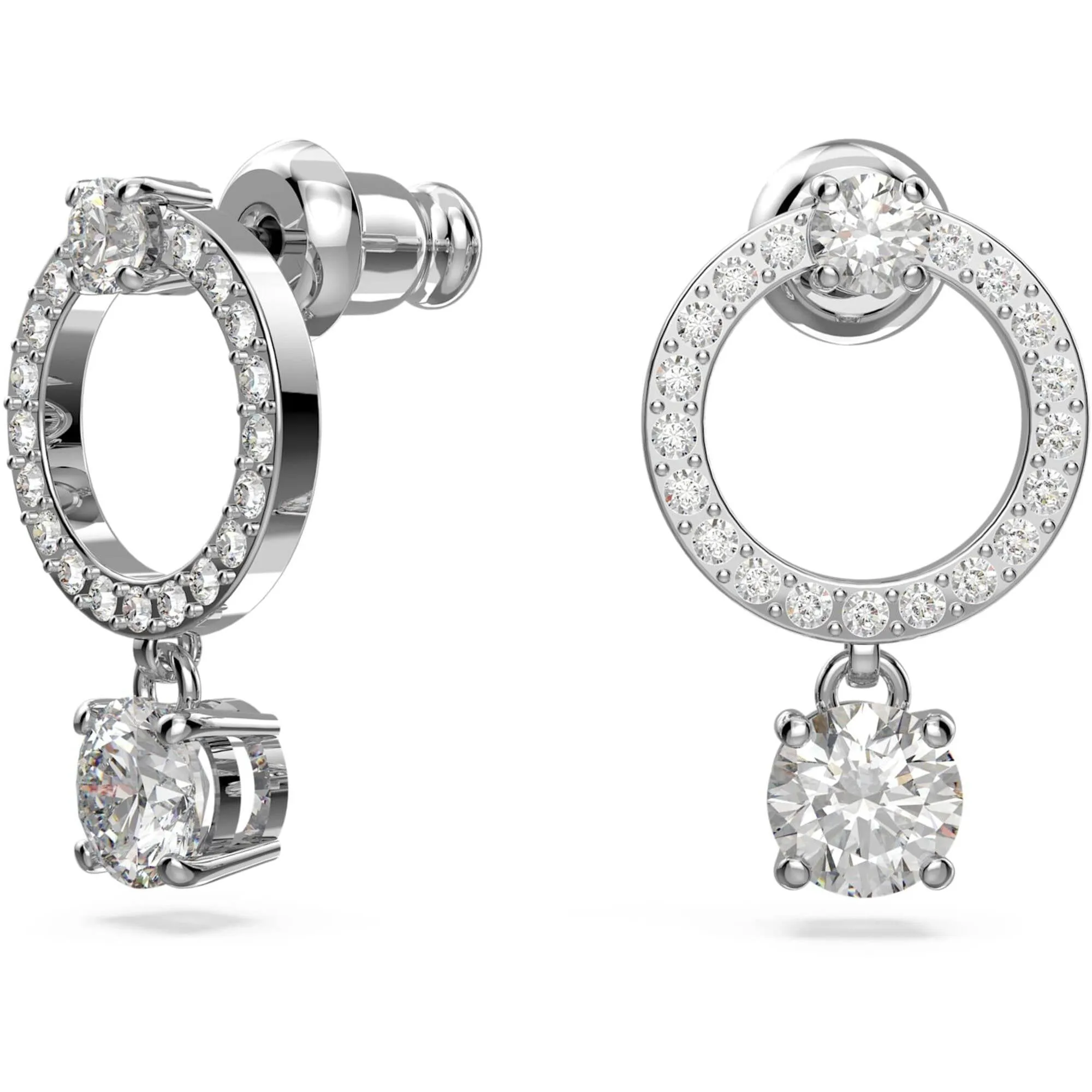 Swarovski Women's Hoop Earrings - Constella Round Crystal Rhodium Plated 5563278