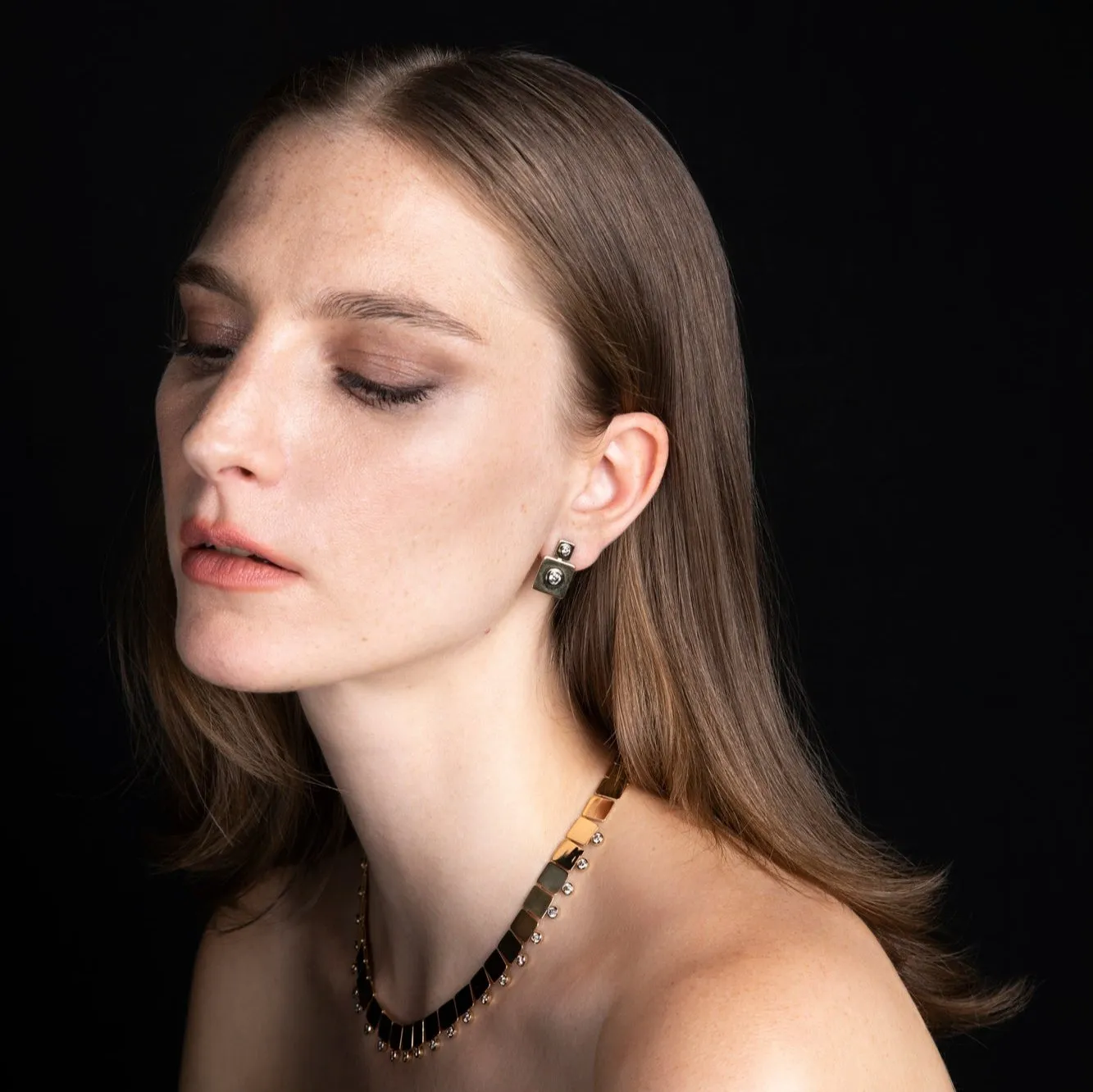 Tile Drop Diamond Earrings