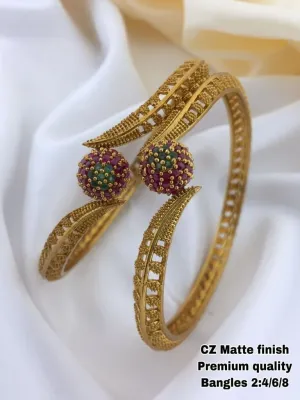Trendy CZ Matte Finish Bangles  - SHJ1078