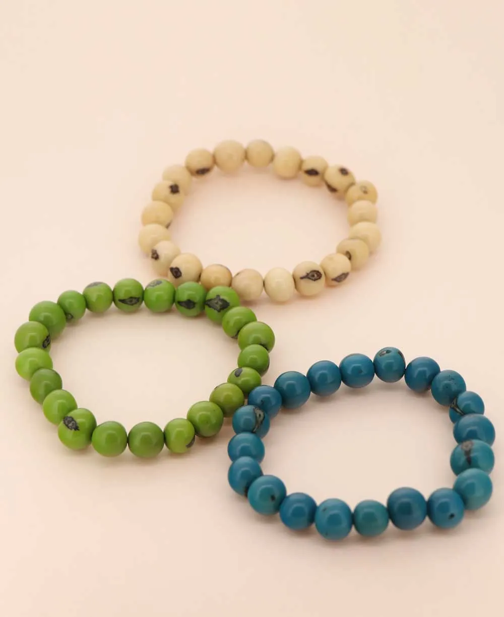Triple Açaí Bead Stretch Bracelets in Vibrant Colors