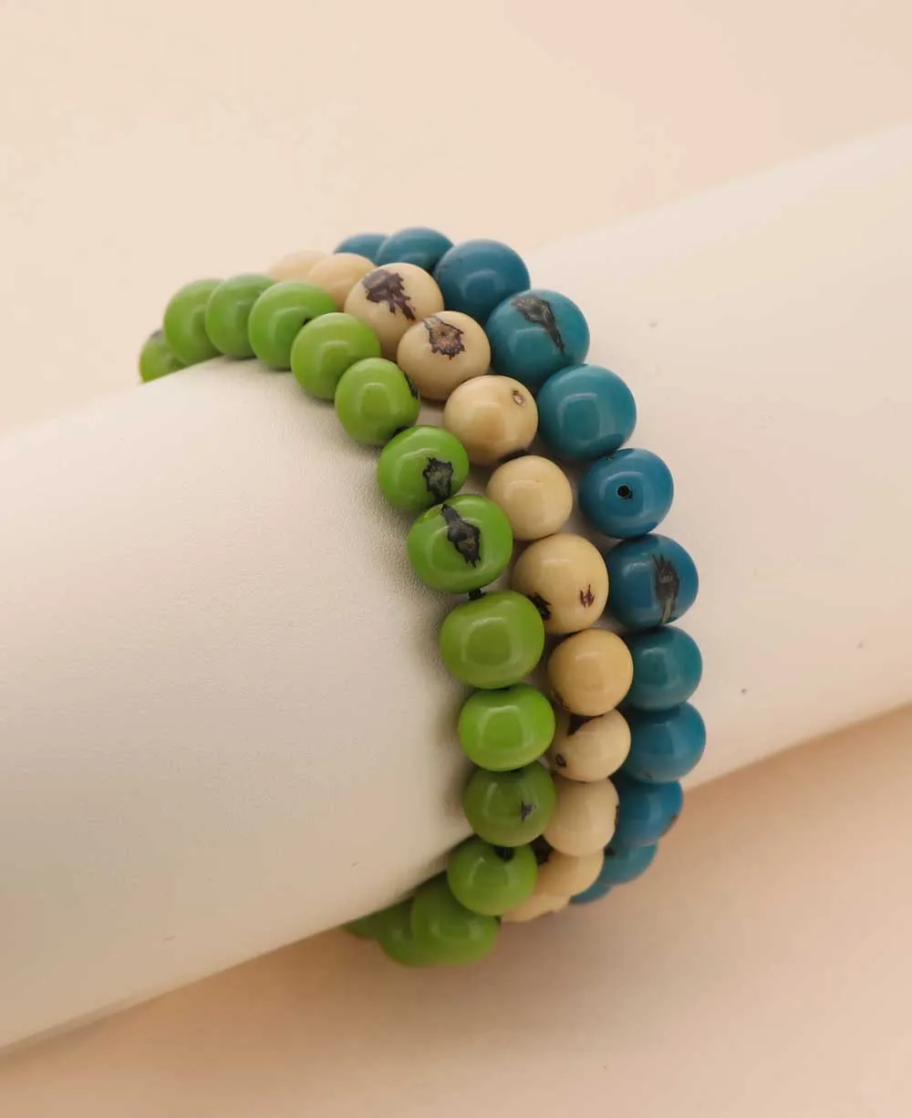 Triple Açaí Bead Stretch Bracelets in Vibrant Colors