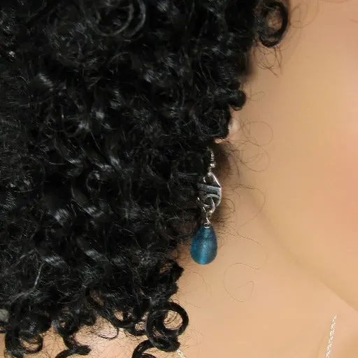 Turquoise Sea Glass Pendant Necklace & Earrings  Set