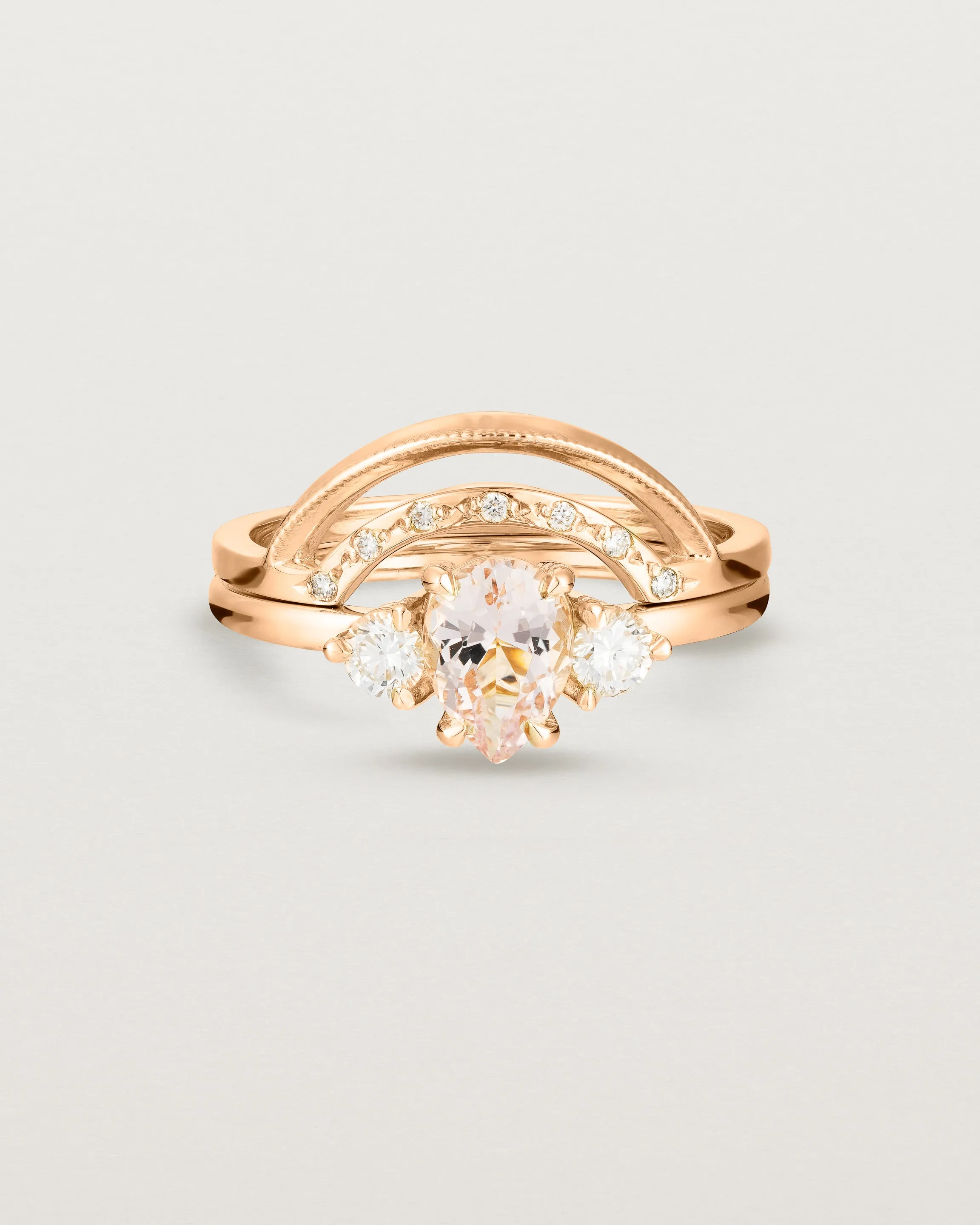 Una Pear Trio Ring | Morganite & Diamonds