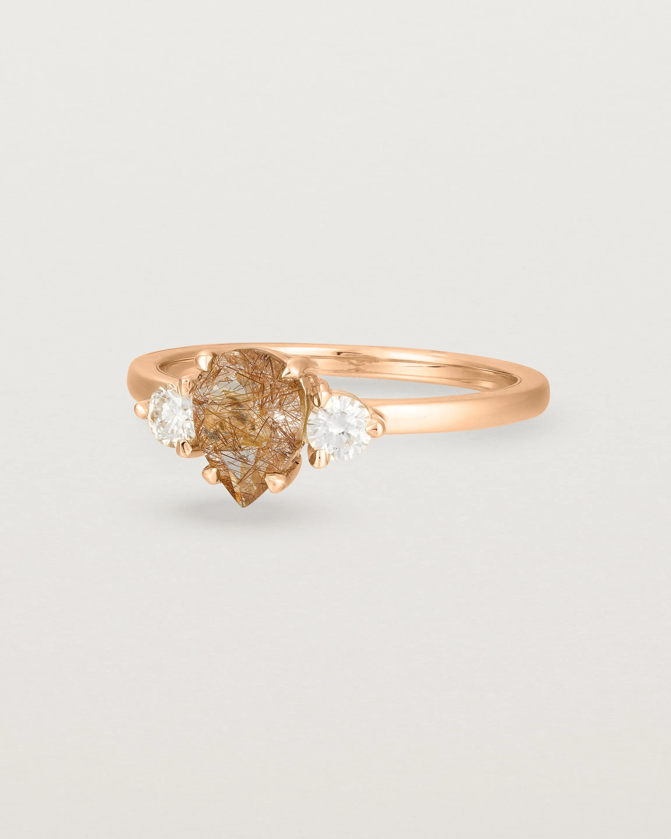 Una Pear Trio Ring | Rutilated Quartz & Diamonds