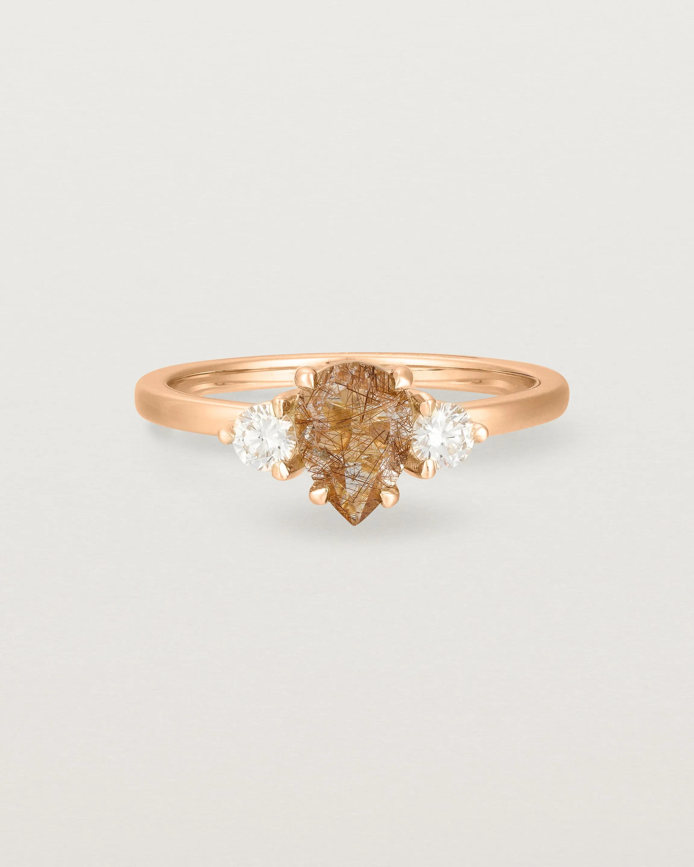 Una Pear Trio Ring | Rutilated Quartz & Diamonds