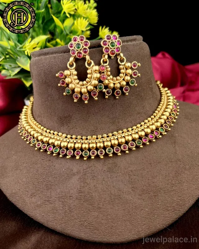 Unique Gold Plated Kemp Stone Necklace JH3554