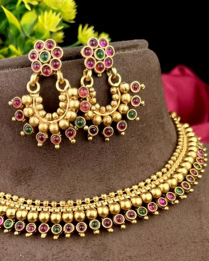 Unique Gold Plated Kemp Stone Necklace JH3554