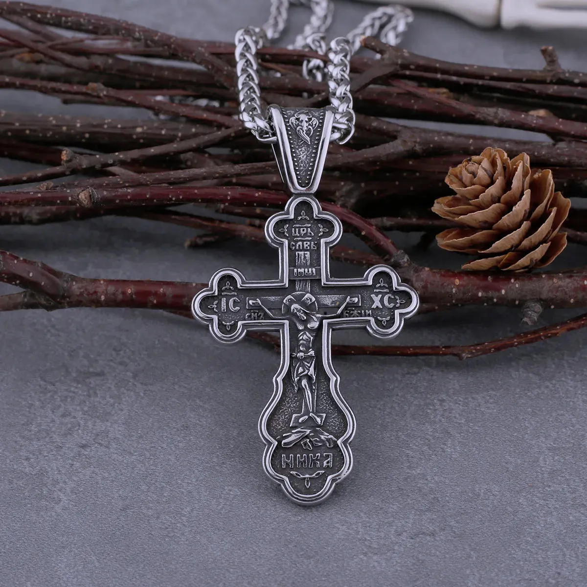 Viking Catholic Cross Necklace