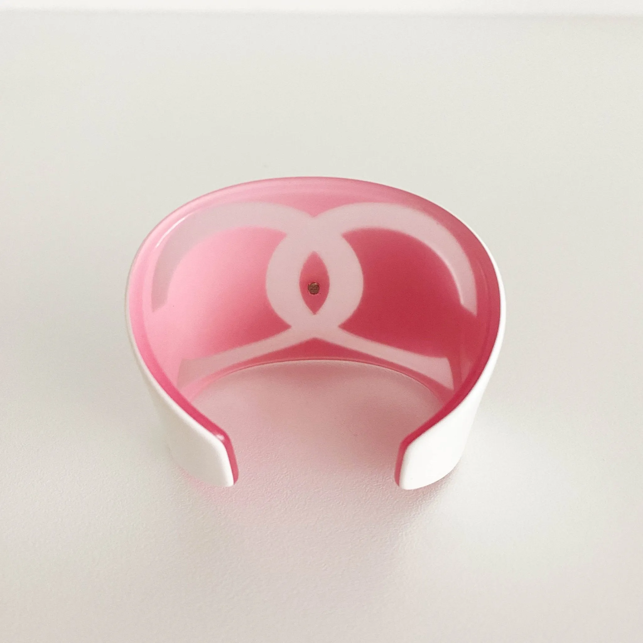 Vintage Chanel Pink Cutout Oversize CC Cuff2001