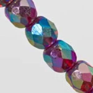 Vintage faceted AB round Germany. 6mm. Pkg of 10. b11-rd-0740(e)