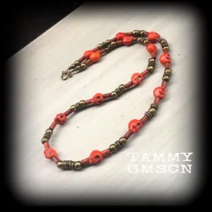 Voodoo necklace Papa Legba necklace Halloween necklace Skull necklace Stone Skull choker Industrial necklace Gothic choker Skull jewelry