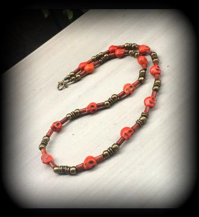 Voodoo necklace Papa Legba necklace Halloween necklace Skull necklace Stone Skull choker Industrial necklace Gothic choker Skull jewelry