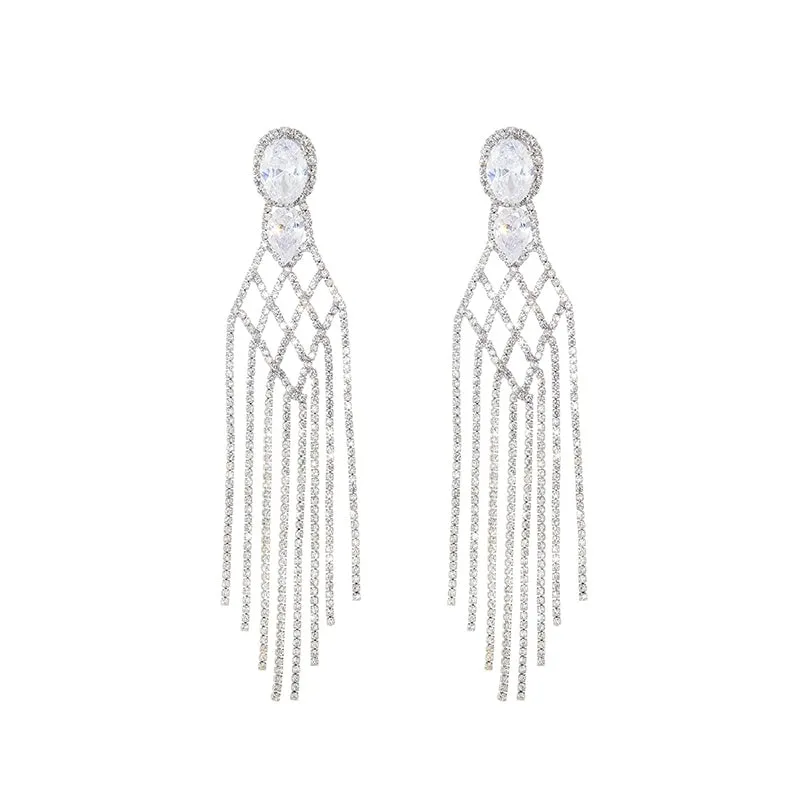 Wardrobes by Chen Luxury Gradient Sparkling Rhinestone Earrings-Madison