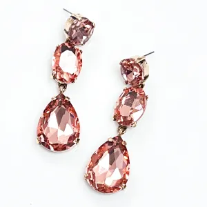 Wendy - Tiered Rhinestone Statement Earrings (Rose Gold)