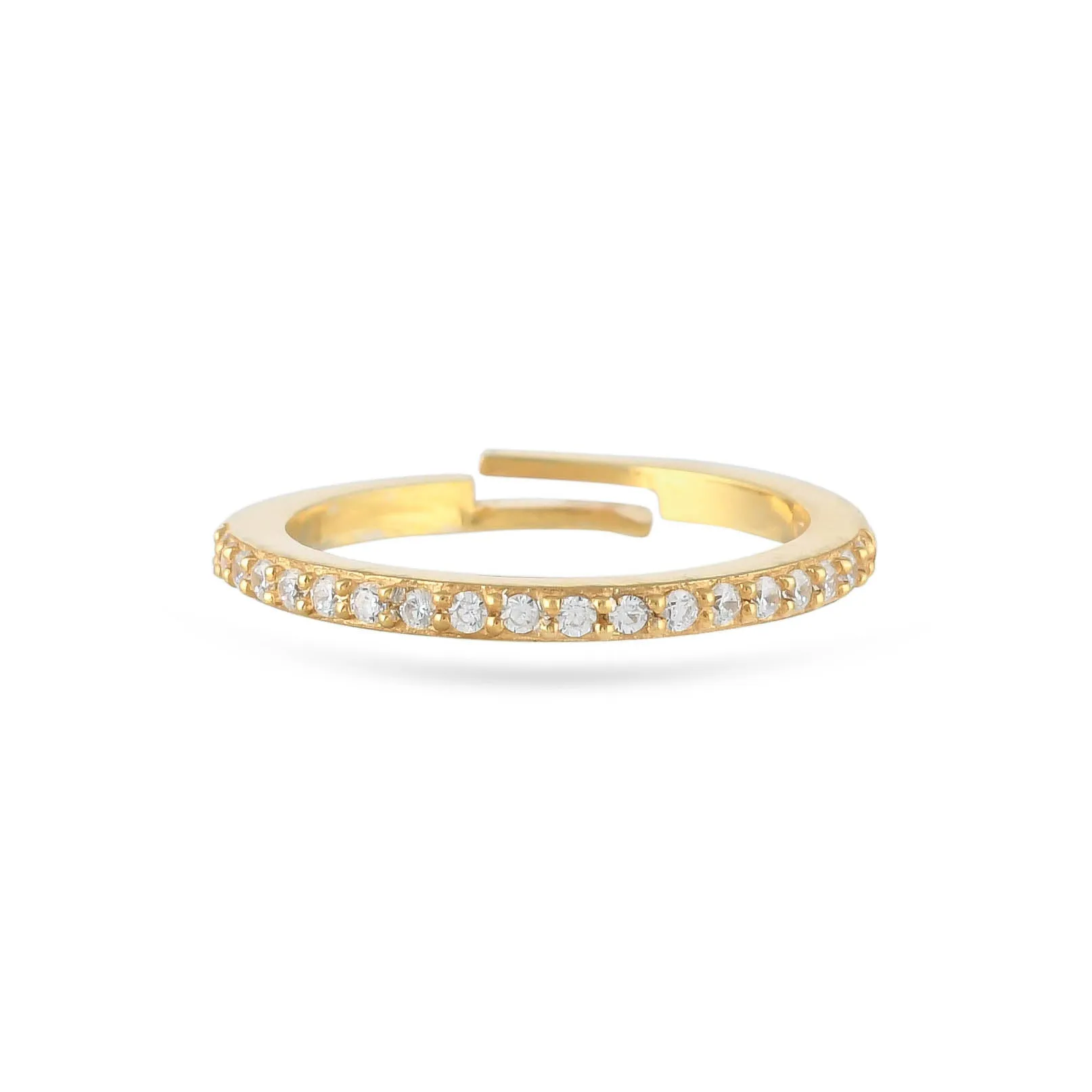 White Cz Band Silver Ring - From Purl