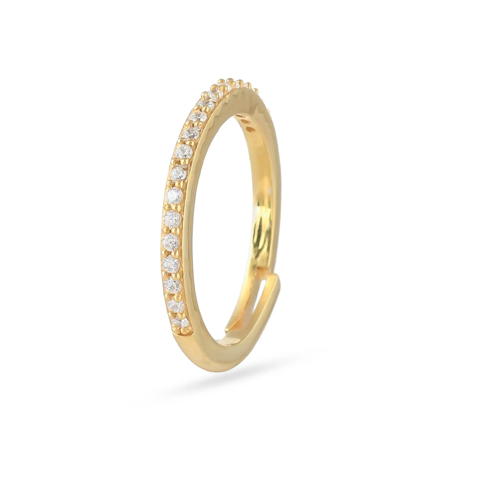 White Cz Band Silver Ring - From Purl