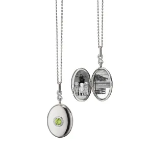 White Sapphire Infinity Bail and Oval Locket with Peridot