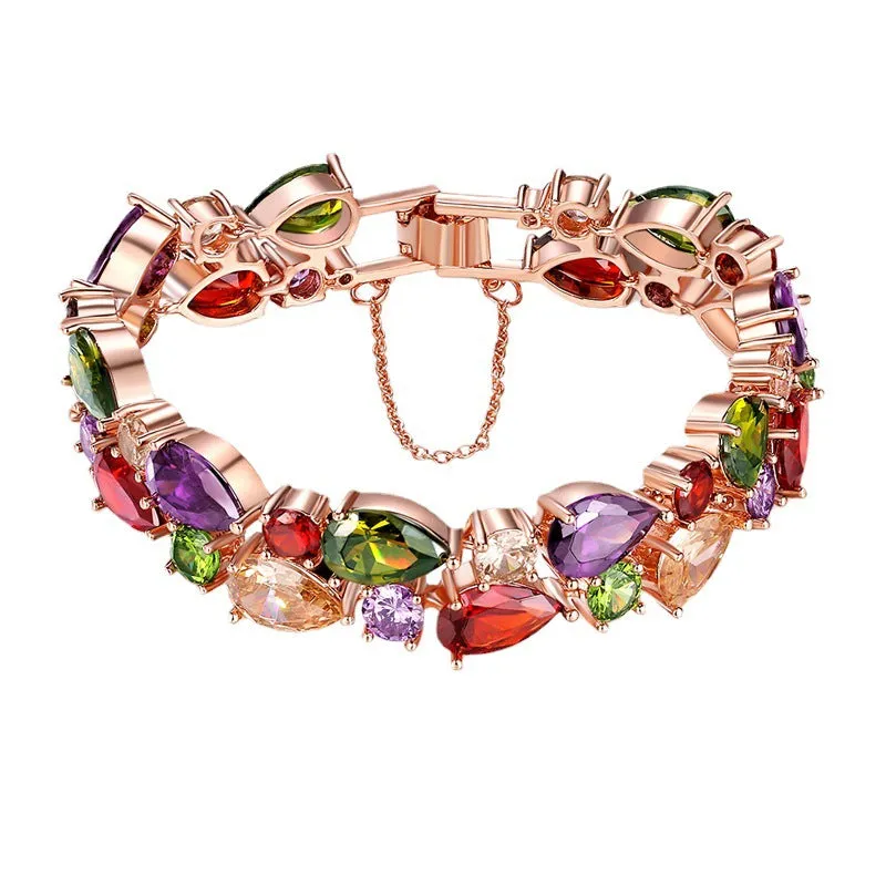 Wholesale Colorful Zircon Colorful Rose Gold Bracelet