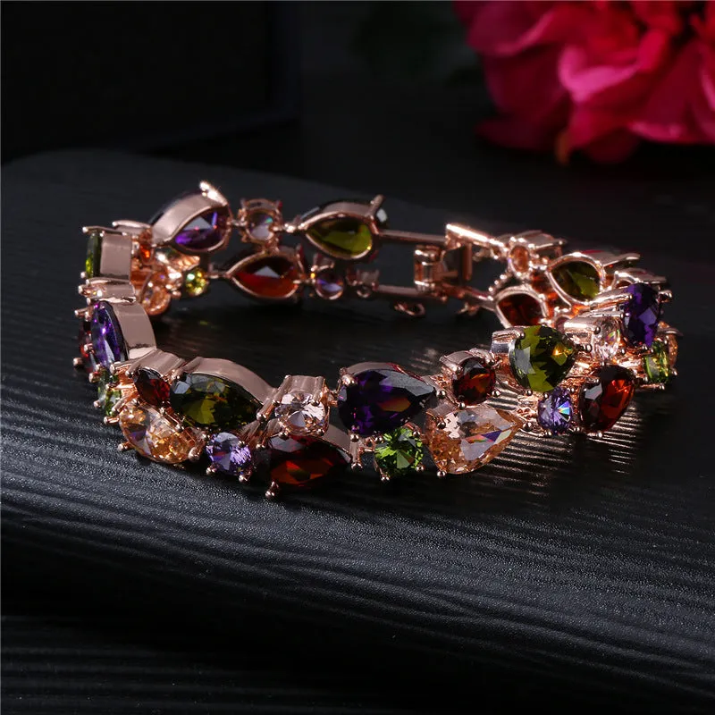 Wholesale Colorful Zircon Colorful Rose Gold Bracelet