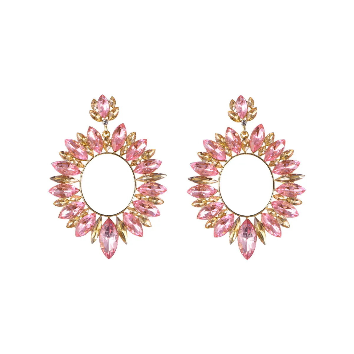Wholesale Super Sparkling Round Banquet Alloy Diamond Earrings