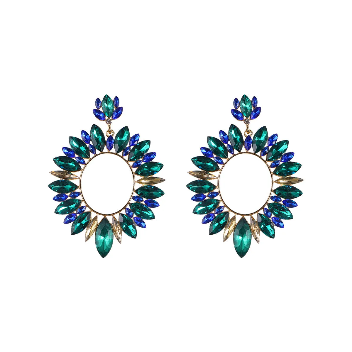 Wholesale Super Sparkling Round Banquet Alloy Diamond Earrings