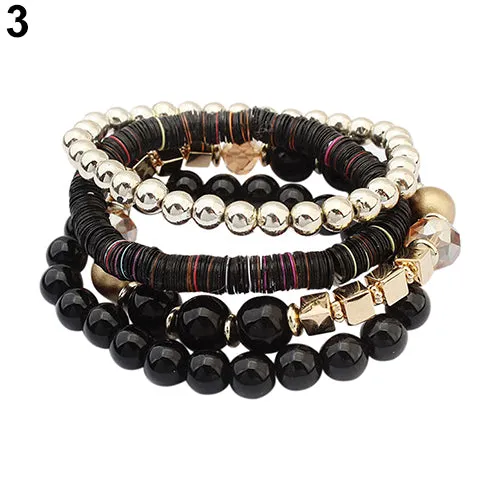 Women's 4 Pcs Colorful Beads Multilayer Bangle