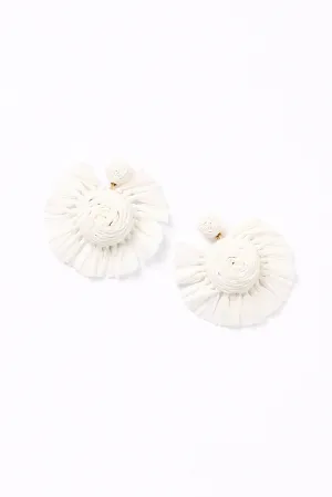 Woven Fringe Earrings in White