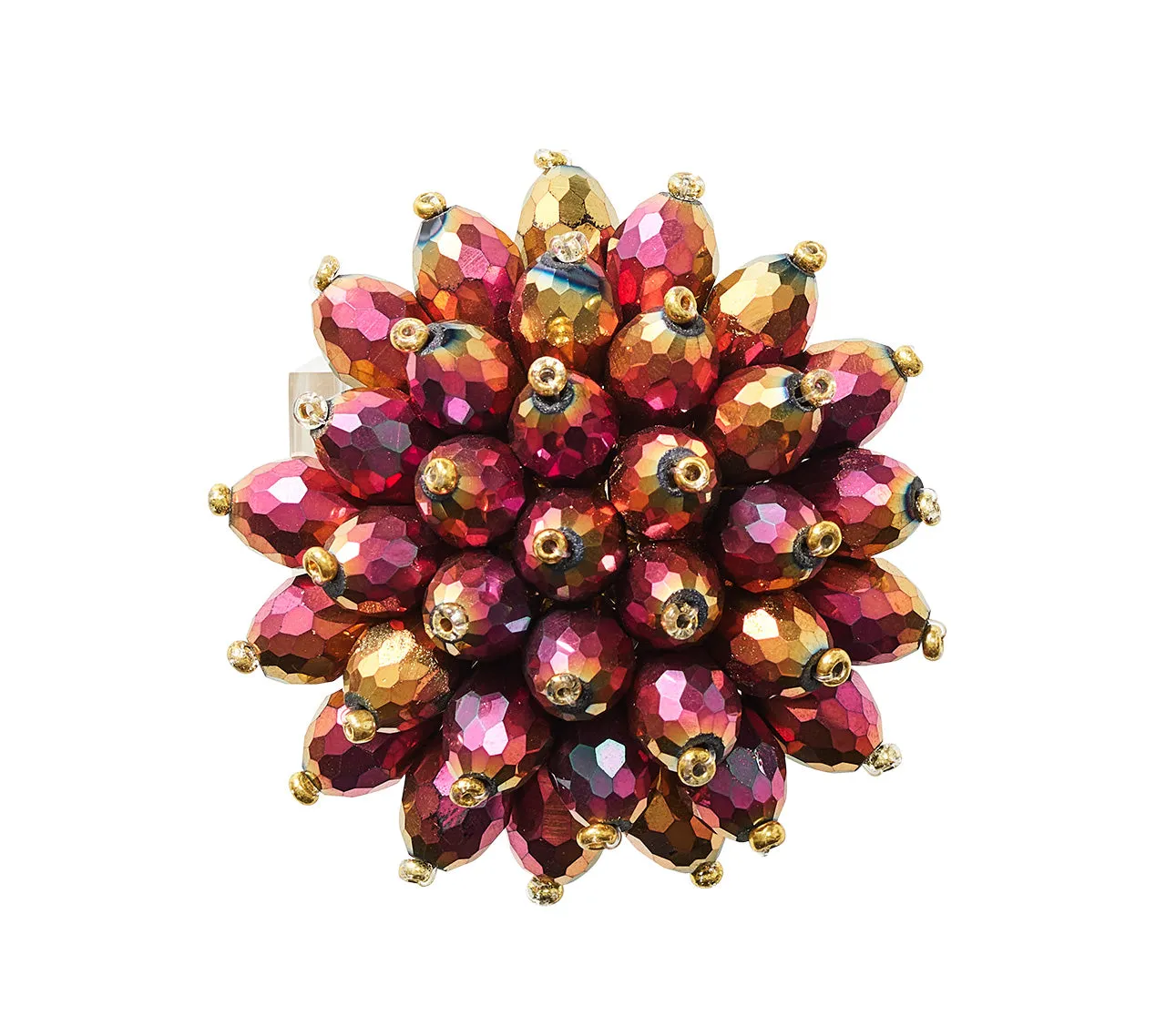 Zinnia Napkin Ring in Plum & Gold