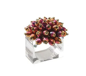 Zinnia Napkin Ring in Plum & Gold